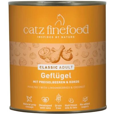 Catz finefood N° 3, fjäderfä, finmat, kattmat, vått, raffinerat med tranbär och maskros, 6 x 800 g burkar Catz finefood N° 3, fjäderfä, finmat, kattmat, vått, raffinerat med tranbär och maskros, 6 x 800 g burkar