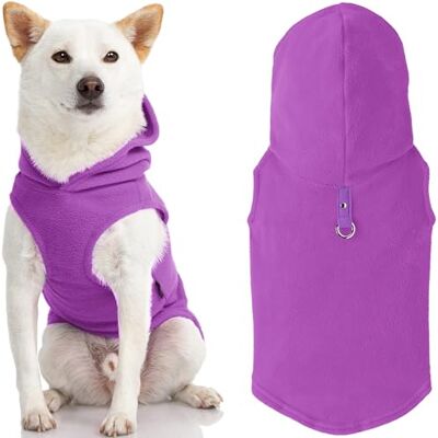 GOOBY Every Day fleece kallt väder väst med huvtröja för små hundar, liten, lila GOOBY Every Day fleece kallt väder väst med huvtröja för små hundar, liten, lila