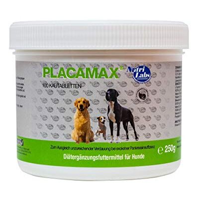 NutriLabs Placamax® tabletter för hundar 100 st. Piller för matsmältning med anananaspulver, vitaminer, pankreaspulver etc. Hälsoprodukter för hundar – kosttillskott hund NutriLabs Placamax® tabletter för hundar 100 st. Piller för matsmältning med anananaspulver, vitaminer, pankreaspulver etc. Hälsoprodukter för hundar – kosttillskott hund