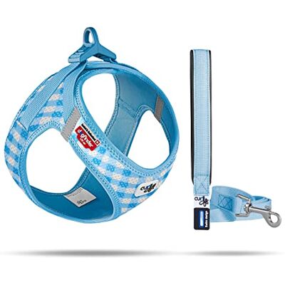 Curli Vest sele Clasp Air-mesh SkyBlue-Caro 3XS och koppel M Curli Vest sele Clasp Air-mesh SkyBlue-Caro 3XS och koppel M