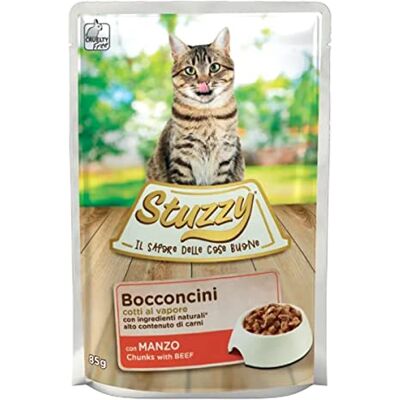 Stuzzy , Våtfoder för vuxna katter med nötkött, i godis – (24 x 85 g) Stuzzy , Våtfoder för vuxna katter med nötkött, i godis – (24 x 85 g)