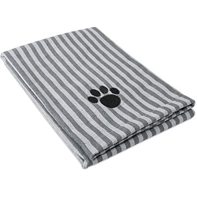Bone Dry DII Ben torr mikrofiber hund badhandduk med broderat tassavtryck – 112 x 70 cm – grå rand Bone Dry DII Ben torr mikrofiber hund badhandduk med broderat tassavtryck – 112 x 70 cm – grå rand