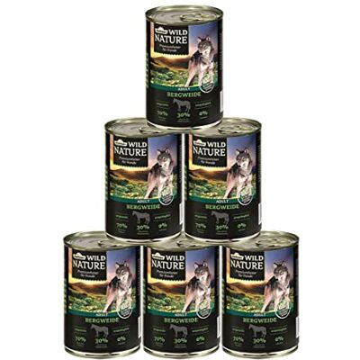 Dehner Wild Nature hundfoder bergvide, våtfoder spannmålsfri/sockerfri, för vuxna hundar, häst, 6 x 400 g burk (2,4 kg) Dehner Wild Nature hundfoder bergvide, våtfoder spannmålsfri/sockerfri, för vuxna hundar, häst, 6 x 400 g burk (2,4 kg)