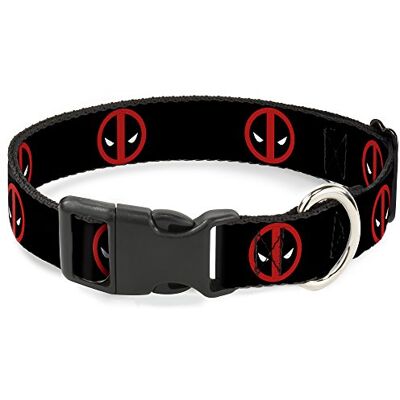 Buckle-Down Buckle Down Universe Marvel Deadpool logotyp svart/röd/vit plastklämma halsband Buckle-Down Buckle Down Universe Marvel Deadpool logotyp svart/röd/vit plastklämma halsband