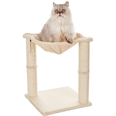 Amazon Basics Våning för katter med hängmatta säng och skrapstolpe, våning, 40 x 20 x 40 cm (16 x 20 x 16 tum), beige Amazon Basics Våning för katter med hängmatta säng och skrapstolpe, våning, 40 x 20 x 40 cm (16 x 20 x 16 tum), beige