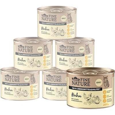 Dehner Fine Nature kattfoder vuxen, livsmedelskvalitet, kyckling, 6 x 200 g (1,2 kg) Dehner Fine Nature kattfoder vuxen, livsmedelskvalitet, kyckling, 6 x 200 g (1,2 kg)