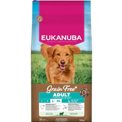 Eukanuba Hundfoder spannmålsfri med lamm för stora raser, premium torrfoder utan spannmål för vuxna hundar, 12 kg Eukanuba Hundfoder spannmålsfri med lamm för stora raser, premium torrfoder utan spannmål för vuxna hundar, 12 kg