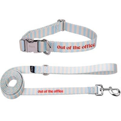 FISURA Set med halsband och koppel för små och medelstora hundar med meddelande "out of the Office" halsband och justerbart koppel set för original nylon FISURA Set med halsband och koppel för små och medelstora hundar med meddelande "out of the Office" halsband och justerbart koppel set för original nylon