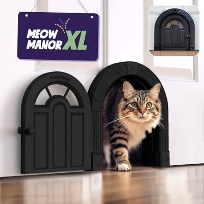 Purrfect Portal Kattdörr innerdörr – Meow herrgård extra stor husdjursdörr, 10,25 x 11 icke-klaff kattdörr innerdörr för katter upp till 13,6 kg, enkel gör-det-själv-installation, säker installation på minuter, ingen Purrfect Portal Kattdörr innerdörr – Meow herrgård extra stor husdjursdörr, 10,25 x 11 icke-klaff kattdörr innerdörr för katter upp till 13,6 kg, enkel gör-det-själv-installation, säker installation på minuter, ingen