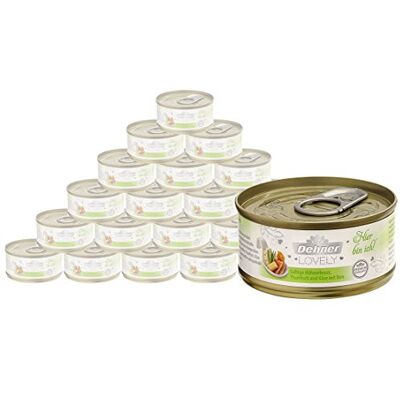 Dehner premium härlig kosttillskott, kyckling och tonfisk katt mat vuxen med ost, 24 x 70 g (1680 g) Dehner premium härlig kosttillskott, kyckling och tonfisk katt mat vuxen med ost, 24 x 70 g (1680 g)