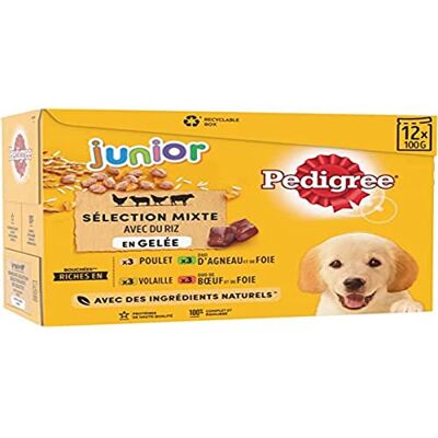 Pedigree Junior hundmat - Högkvalitetsproteiner, Naturlig, 48 påsar Pedigree Junior hundmat - Högkvalitetsproteiner, Naturlig, 48 påsar