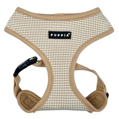 Puppia Amatus hundsele A (Över huvudet) trendig hundtand mönster vår sommar sele för små och medelstora hundar, beige, medium Puppia Amatus hundsele A (Över huvudet) trendig hundtand mönster vår sommar sele för små och medelstora hundar, beige, medium