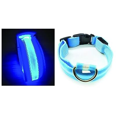 PARENCE .- Upplyst hundhalsband storlek L, 3 belysningslägen/LED-husdjurskrage med stängning och klämstängning 55cm, blå PARENCE .- Upplyst hundhalsband storlek L, 3 belysningslägen/LED-husdjurskrage med stängning och klämstängning 55cm, blå