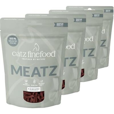 Catz finefood Meatz katt godis känguru nr. 13 – krispiga ränder av 100 procent känguruft – kattmellanmål för allergiker utan socker, spannmålsfri (4 x 45 g) Catz finefood Meatz katt godis känguru nr. 13 – krispiga ränder av 100 procent känguruft – kattmellanmål för allergiker utan socker, spannmålsfri (4 x 45 g)