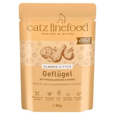 Catz finefood Kitten N 3 fjäderfä kattmat våt – fin mat kattunge våtfoder för unga katter utan spannmål och socker med hög kötthalt, 16 x 85 g påse Catz finefood Kitten N 3 fjäderfä kattmat våt – fin mat kattunge våtfoder för unga katter utan spannmål och socker med hög kötthalt, 16 x 85 g påse