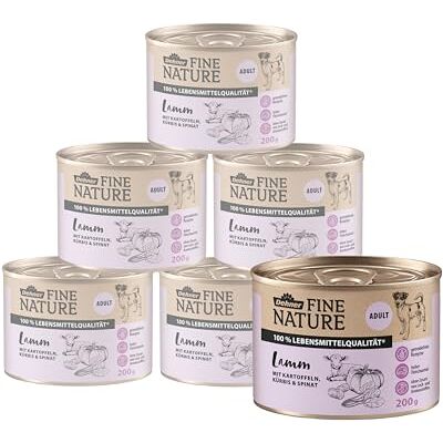 Dehner Fine Nature hundfoder vuxen, livsmedelskvalitet, lam, 6 x 200 g (1,2 kg) Dehner Fine Nature hundfoder vuxen, livsmedelskvalitet, lam, 6 x 200 g (1,2 kg)
