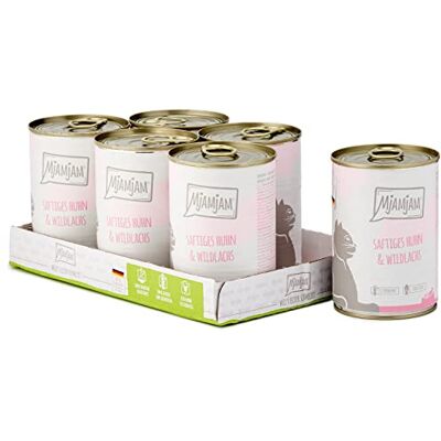 MjAMjAM premium våtfoder för katter saftig kyckling och vild lax, 6 st (6 x 400 g), spannmålsfri med extra kött MjAMjAM premium våtfoder för katter saftig kyckling och vild lax, 6 st (6 x 400 g), spannmålsfri med extra kött