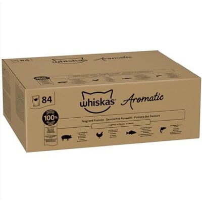 whiskas Aromatic Selection Multipack katt våt mat 1+, 84 x 85 g – 4 smaker: gris, kyckling, lax, havsfisk i sås whiskas Aromatic Selection Multipack katt våt mat 1+, 84 x 85 g – 4 smaker: gris, kyckling, lax, havsfisk i sås