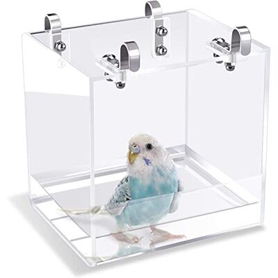 GURECOD Hängande fågel bad kub fågel badkar bad duschlåda skål bur tillbehör för liten fågel kanariefågel papegojor vapen myna nymfparakit bad (16 x 16 x 16 cm) GURECOD Hängande fågel bad kub fågel badkar bad duschlåda skål bur tillbehör för liten fågel kanariefågel papegojor vapen myna nymfparakit bad (16 x 16 x 16 cm)