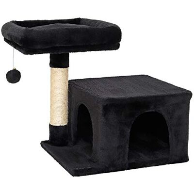 lionto Klösträd för katter med mysig liggyta & koja, höjd 50 cm, kattträd med plyschboll inkl. bjällra, sisalsnöre & mjuk plysch, passar små & stora katter, svart lionto Klösträd för katter med mysig liggyta & koja, höjd 50 cm, kattträd med plyschboll inkl. bjällra, sisalsnöre & mjuk plysch, passar små & stora katter, svart