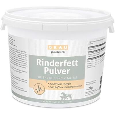 Grau Pulver av nötfett, snabb energileverantör med 80% fett, tillskottsfoder för hundar och katter, originalprodukt, 1-pack (1 x 2 kg) Grau Pulver av nötfett, snabb energileverantör med 80% fett, tillskottsfoder för hundar och katter, originalprodukt, 1-pack (1 x 2 kg)