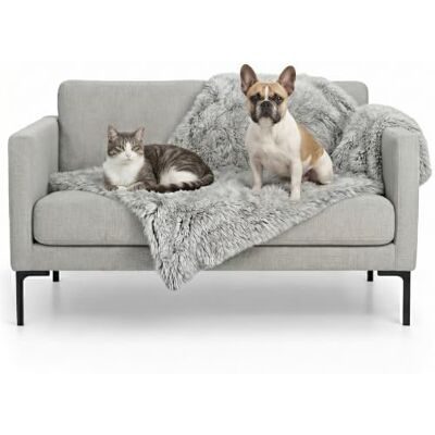 Furhaven Medium vattentät lugnande plysch lång fuskpäls och sammet hundfilt, tvättbar – dimgrå, medium Furhaven Medium vattentät lugnande plysch lång fuskpäls och sammet hundfilt, tvättbar – dimgrå, medium