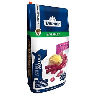 Dehner Premium hundmat, torrfoder spannmålsfritt, för vuxna hundar små raser, anka/lamm/potatis, 8 kg Dehner Premium hundmat, torrfoder spannmålsfritt, för vuxna hundar små raser, anka/lamm/potatis, 8 kg