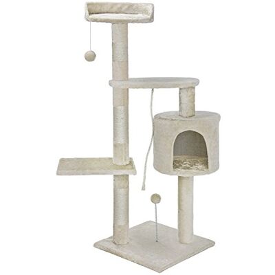 BAKAJI Klösträd för katter i sisal- och plyschlekplats katt med husdjurssängar och 3 plattformar Storlek 112 x 67 x 55 cm (Kräm) BAKAJI Klösträd för katter i sisal- och plyschlekplats katt med husdjurssängar och 3 plattformar Storlek 112 x 67 x 55 cm (Kräm)