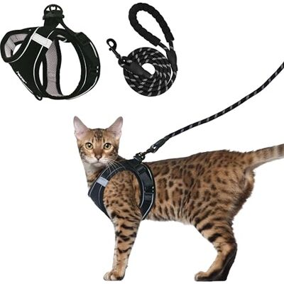Hepper Kattsele och koppel rymningssäkert set – svart taktisk kattsele med reflekterande säkerhetsremsor – XXS (18–26 cm bröst) kattväst/kattjacka/kattgåstol Hepper Kattsele och koppel rymningssäkert set – svart taktisk kattsele med reflekterande säkerhetsremsor – XXS (18–26 cm bröst) kattväst/kattjacka/kattgåstol