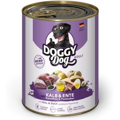 Soul Pet DOGGY Dog Paté kalv- och anka, 6 x 800 g, våtfoder för hundar, spannmålsfritt hundfoder med laxolja och grönläppmussla, komplett mat med potatis och pastinak, tillverkad i Tyskland Soul Pet DOGGY Dog Paté kalv- och anka, 6 x 800 g, våtfoder för hundar, spannmålsfritt hundfoder med laxolja och grönläppmussla, komplett mat med potatis och pastinak, tillverkad i Tyskland