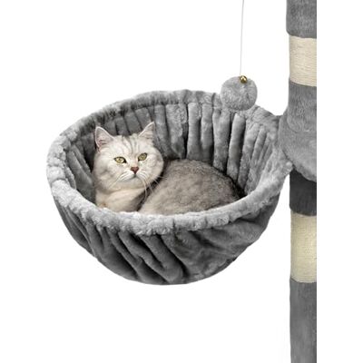 lionto Hängsäng i mjuk plysch för klösträd, Ø 40 cm, 25 cm djup, mysig sovskål för alla klösmöbler med M8-gänga, stabil metallram för små & stora katter, ljusgrå lionto Hängsäng i mjuk plysch för klösträd, Ø 40 cm, 25 cm djup, mysig sovskål för alla klösmöbler med M8-gänga, stabil metallram för små & stora katter, ljusgrå