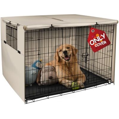 Explore Land 76 cm hundlåda skydd hållbar polyester husdjur kennel skydd universell passform för tråd hundlåda (ljusbrun) Explore Land 76 cm hundlåda skydd hållbar polyester husdjur kennel skydd universell passform för tråd hundlåda (ljusbrun)
