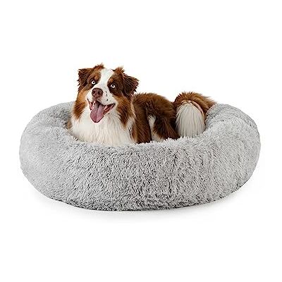 lionto Donutsäng för hundar och katter, fluffig rund bädd för små & stora husdjur, Ø 100 cm, mjuk kattsäng i gosig plysch, hundkudde med extra tjock stoppning, ljusgrå lionto Donutsäng för hundar och katter, fluffig rund bädd för små & stora husdjur, Ø 100 cm, mjuk kattsäng i gosig plysch, hundkudde med extra tjock stoppning, ljusgrå