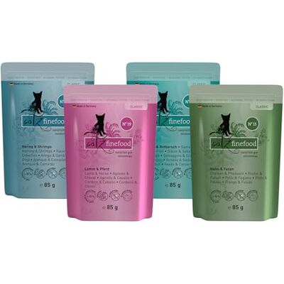 Catz finefood Classic Collection mixpaket kattmat våt – fin mat våtfoder för din katt utan spannmål och socker med hög kötthalt, 8 x 85 g påsar Catz finefood Classic Collection mixpaket kattmat våt – fin mat våtfoder för din katt utan spannmål och socker med hög kötthalt, 8 x 85 g påsar