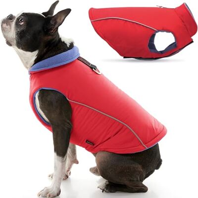 GOOBY kallt väder fleecefodrad sport hund väst med reflekterande foder, Medium, Röd GOOBY kallt väder fleecefodrad sport hund väst med reflekterande foder, Medium, Röd