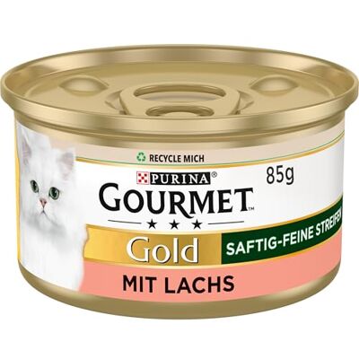 Gourmet guld saftiga fina ränder med lax, katt våt mat 12 x 85 g burk Gourmet guld saftiga fina ränder med lax, katt våt mat 12 x 85 g burk