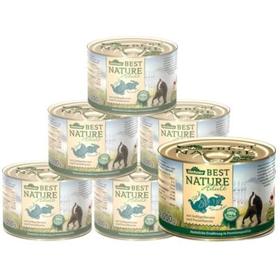 Dehner Best Nature kattmat vuxna, fjäderfähjärtan och kanin med tranbär, 6 x 200 g (1,2 kg) Dehner Best Nature kattmat vuxna, fjäderfähjärtan och kanin med tranbär, 6 x 200 g (1,2 kg)