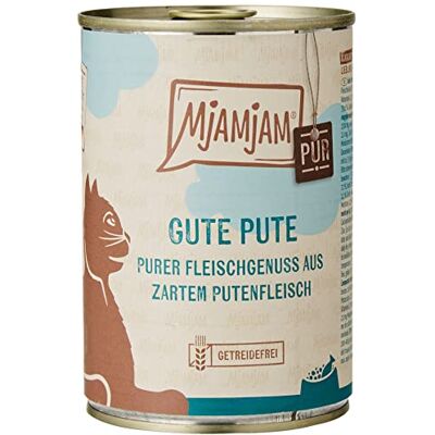 MjAMjAM premium våtfoder för katter ren köttnjutning bra ren kalkon, förpackning om 6 (6 x 400 g), spannmålsfri med extra kött MjAMjAM premium våtfoder för katter ren köttnjutning bra ren kalkon, förpackning om 6 (6 x 400 g), spannmålsfri med extra kött