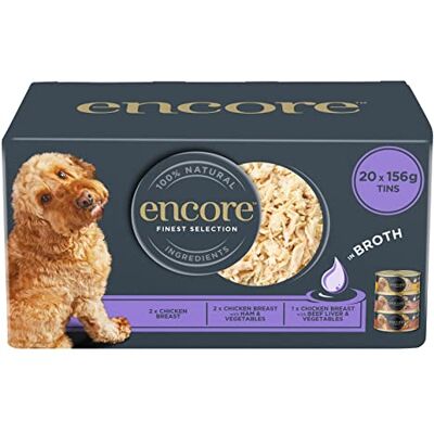 Encore Naturlig våt mat vuxna hundar, urval av kycklingbröst i buljong – förpackning med 20 x 156 g burkar Encore Naturlig våt mat vuxna hundar, urval av kycklingbröst i buljong – förpackning med 20 x 156 g burkar