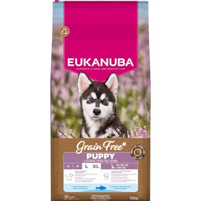 Eukanuba Valpfoder spannmålsfri med fisk för stora raser, premium torrfoder utan spannmål för junior hundar, 12 kg Eukanuba Valpfoder spannmålsfri med fisk för stora raser, premium torrfoder utan spannmål för junior hundar, 12 kg