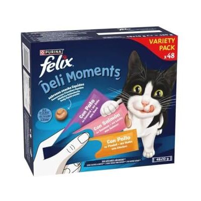 Felix Deli Moments™ Kattgodis Oemotståndlig smak, krämig och flytande konsistens för katter och kattungar kyckling, lax och anka påsar enskilda portioner 48 x 10 g Felix Deli Moments™ Kattgodis Oemotståndlig smak, krämig och flytande konsistens för katter och kattungar kyckling, lax och anka påsar enskilda portioner 48 x 10 g