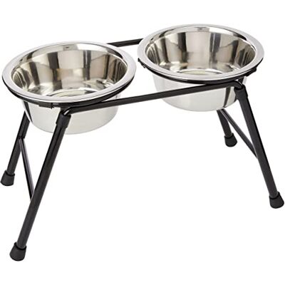 CLASSIC Pet Products Dubbelmatare Högt stativ med 2 x 900 ml rostfria fat, 220 mm hög, klar CLASSIC Pet Products Dubbelmatare Högt stativ med 2 x 900 ml rostfria fat, 220 mm hög, klar
