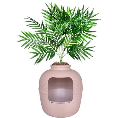 Good Pet Stuff Täckt kattlåda med konstväxt, dekorativ rund blomkruka, avtagbar låda, filter med aktivt kol för luktkontroll, lätt att rengöra, tillverkad i USA, grundläggande kit, rosa Good Pet Stuff Täckt kattlåda med konstväxt, dekorativ rund blomkruka, avtagbar låda, filter med aktivt kol för luktkontroll, lätt att rengöra, tillverkad i USA, grundläggande kit, rosa