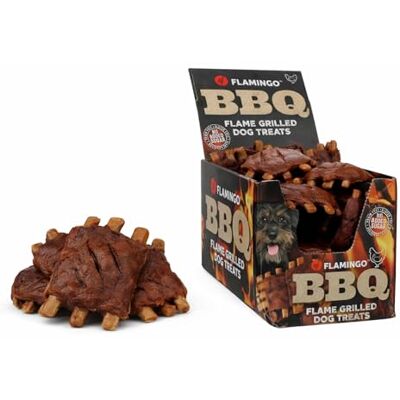 Flamingo Hundgodis – godis hund – BBQ revben med kyckling L – 7 x 5 x 1 cm – 1,9 kg display – proteinrik – glutenfri – spannmålsfri – utan tillsats av socker Flamingo Hundgodis – godis hund – BBQ revben med kyckling L – 7 x 5 x 1 cm – 1,9 kg display – proteinrik – glutenfri – spannmålsfri – utan tillsats av socker