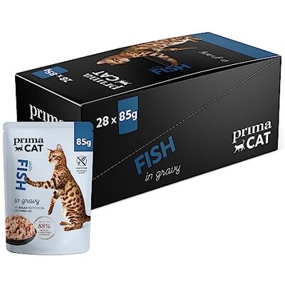 PrimaCat – klassisk komplett katt våt mat, fisk i steksås kattmat, förpackning med 28 85 g vardera PrimaCat – klassisk komplett katt våt mat, fisk i steksås kattmat, förpackning med 28 85 g vardera
