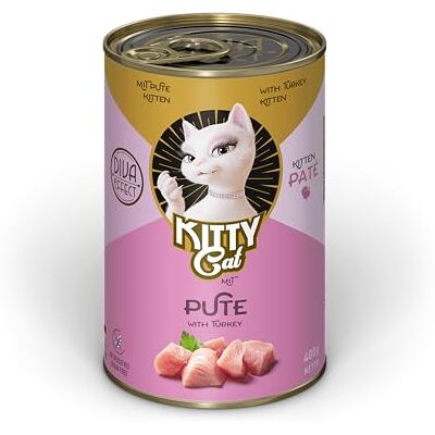 KITTY Cat Paté Turkiet kattungar, 6 x 400 g, våtfoder för unga katter, spannmålsfritt kattfoder med taurin, laxolja och grönläppskal, komplett foder med hög kötthalt, tillverkad i Tyskland KITTY Cat Paté Turkiet kattungar, 6 x 400 g, våtfoder för unga katter, spannmålsfritt kattfoder med taurin, laxolja och grönläppskal, komplett foder med hög kötthalt, tillverkad i Tyskland