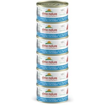 almo nature HFC Natural – våtfoder för vuxna katter – atlantisk tonfisk – human grade, glutenfri och monoprotein – 6 x 70 g almo nature HFC Natural – våtfoder för vuxna katter – atlantisk tonfisk – human grade, glutenfri och monoprotein – 6 x 70 g