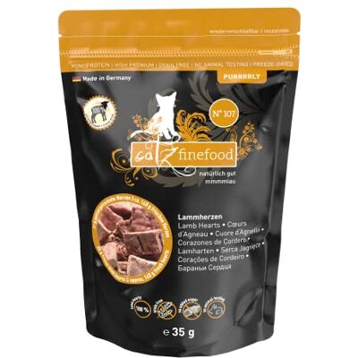 Catz finefood Purrrrly No. 107 lammhjärtan, frystorkad kattmellanmål/kattgodis förpackning med 6 (6 x 35 g) Catz finefood Purrrrly No. 107 lammhjärtan, frystorkad kattmellanmål/kattgodis förpackning med 6 (6 x 35 g)