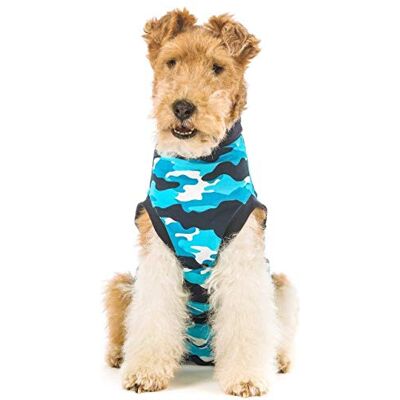 Suitical Recovery Suit Dog, Hund Kropp efter Operation, Kamouflage Blå, M+ Suitical Recovery Suit Dog, Hund Kropp efter Operation, Kamouflage Blå, M+