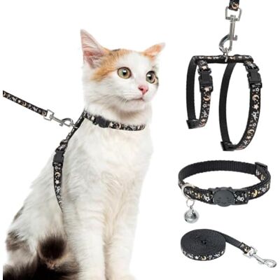 PAWCHIE Kattsele med koppel och halsband set – rymningssäker justerbar H-shped kattsele med stjärna och månmönster lyser i mörkret för kattunge utomhuspromenader PAWCHIE Kattsele med koppel och halsband set – rymningssäker justerbar H-shped kattsele med stjärna och månmönster lyser i mörkret för kattunge utomhuspromenader
